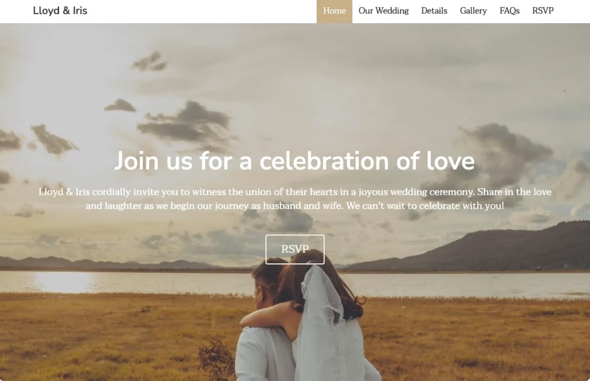 Lloyd & Iris Wedding Template van Strikingly