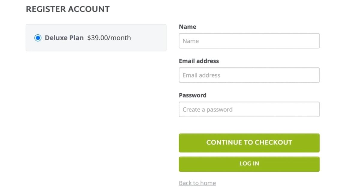 Accountregistratiepagina van Strikingly