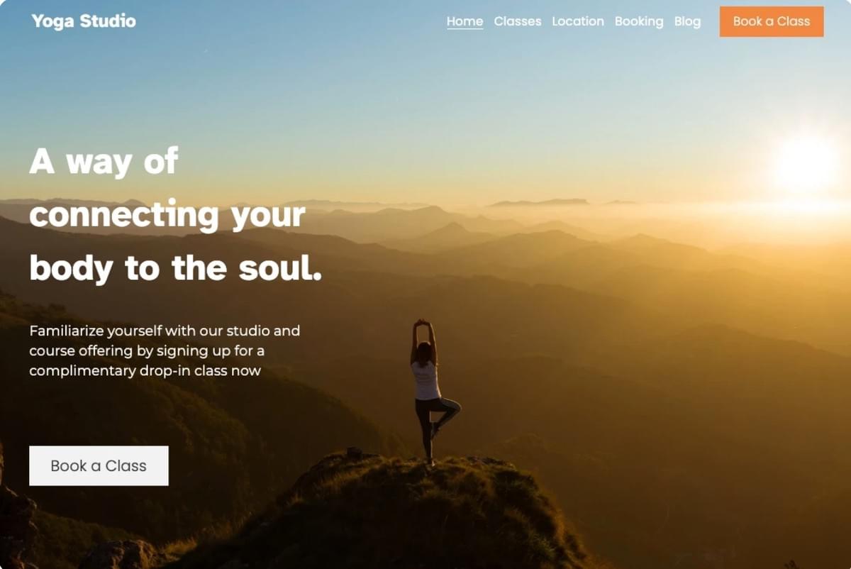 Modelo de Yoga da Strikingly