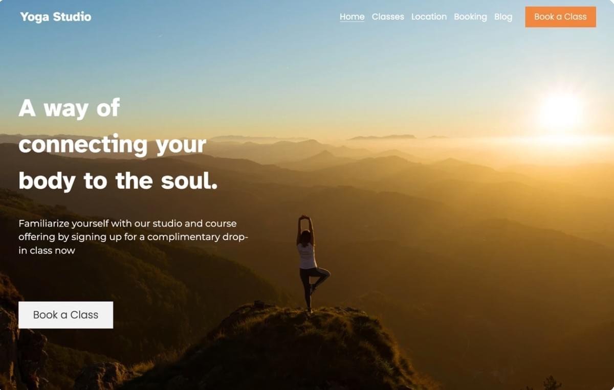 Yoga-sjabloon van Strikingly