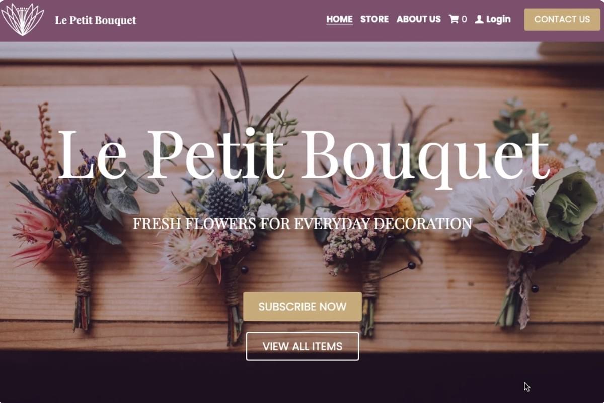 Modelo Le Petit Bouquet da Strikingly