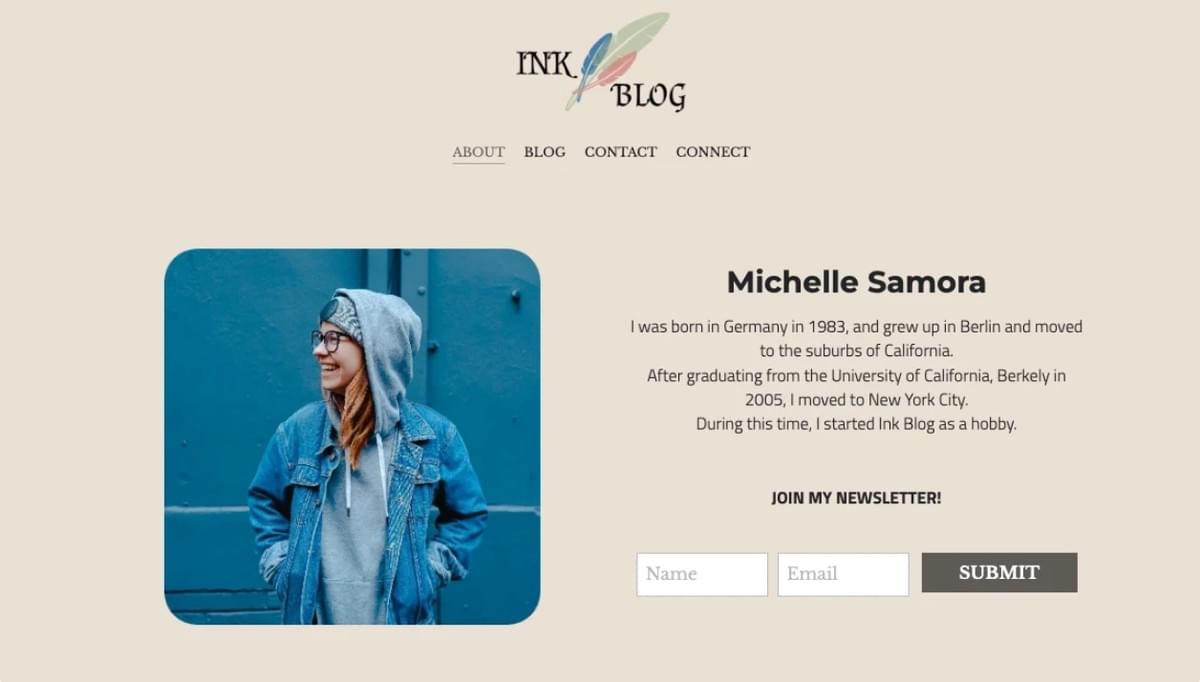 Tinte Blog-Website Vorlage