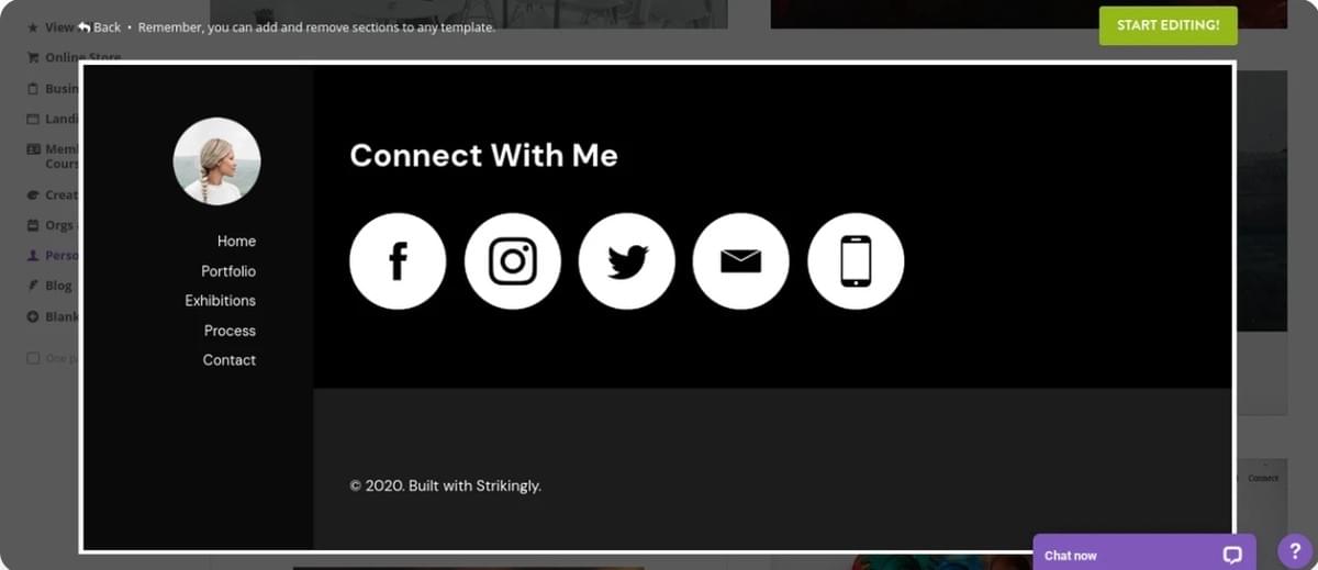 Venda produtos com sucesso com a Strikingly - Integração de Mídias Sociais