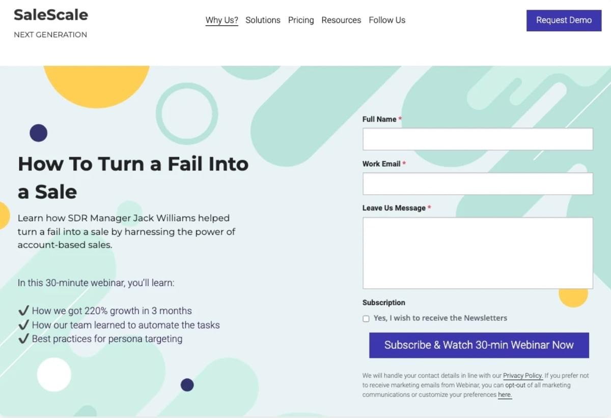 SaleScale Sjabloon van Strikingly