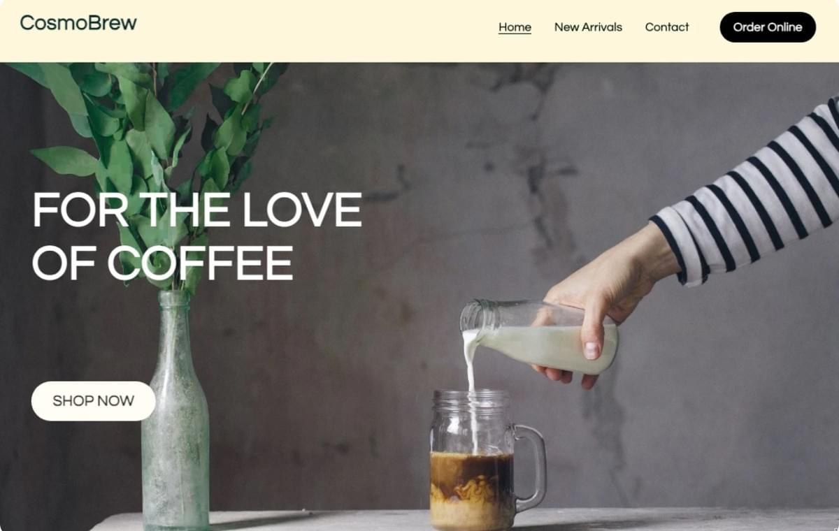 Modelo CosmoBrew da Strikingly