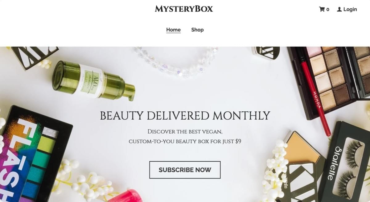Template MysteryBox da Strikingly