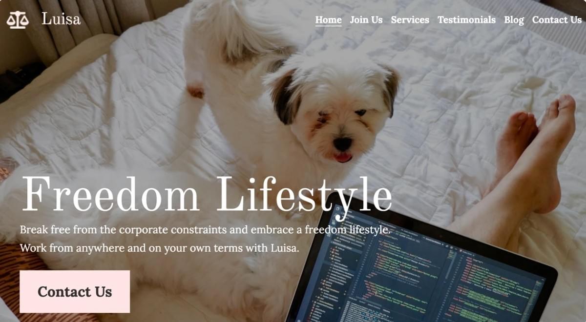 Template Estilo de Vida Livre da Strikingly