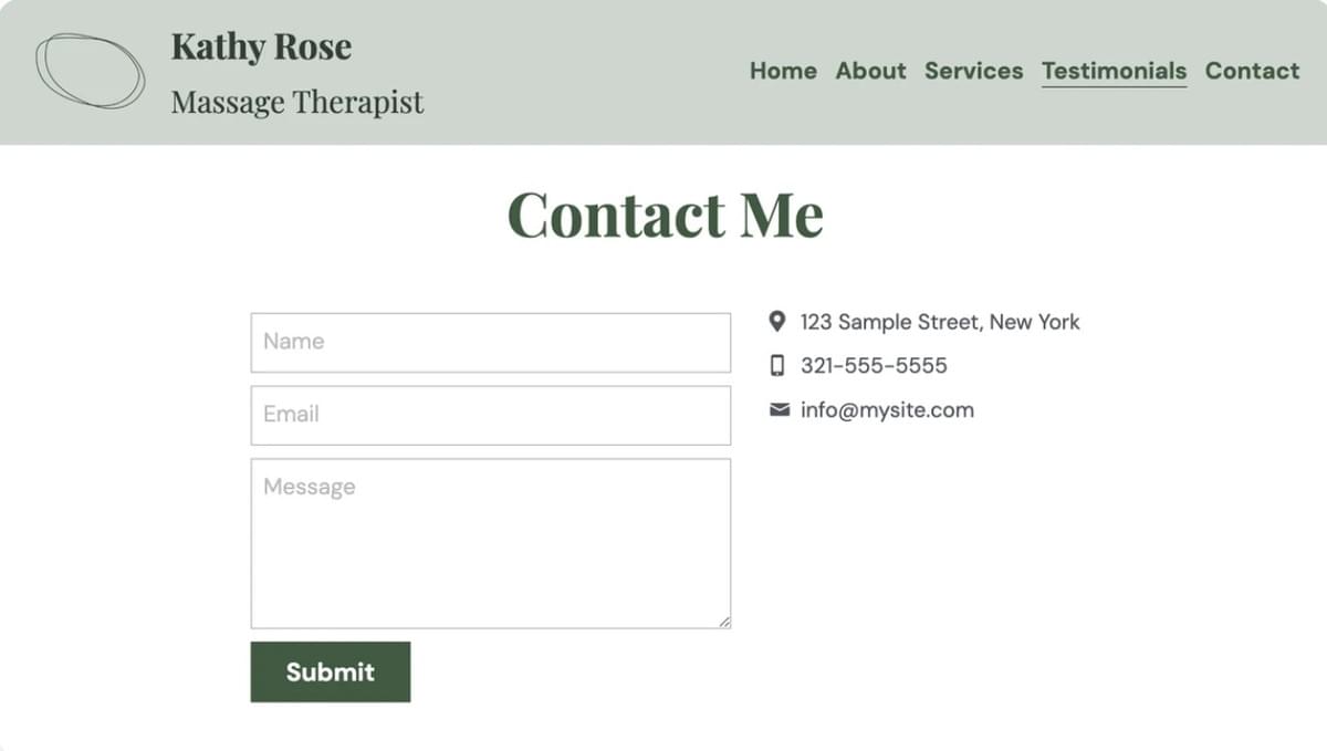 Massage Therapeut Sjabloon van Strikingly