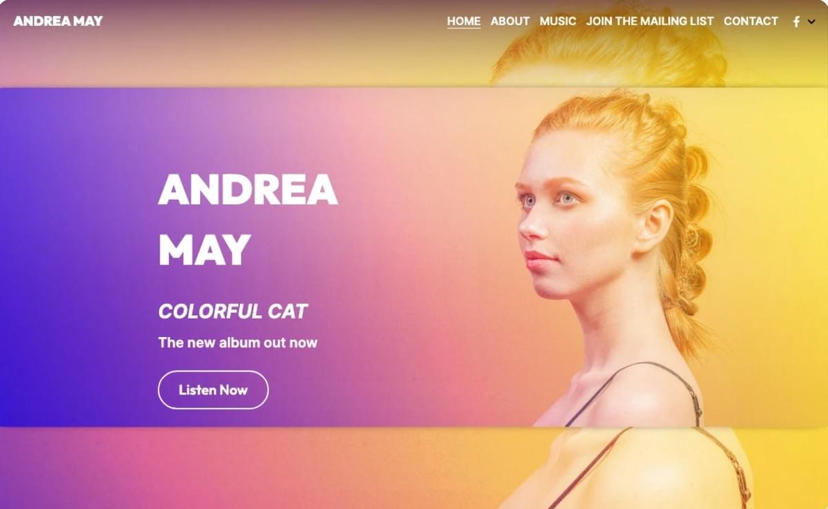 Andrea May Vorlage von Strikingly