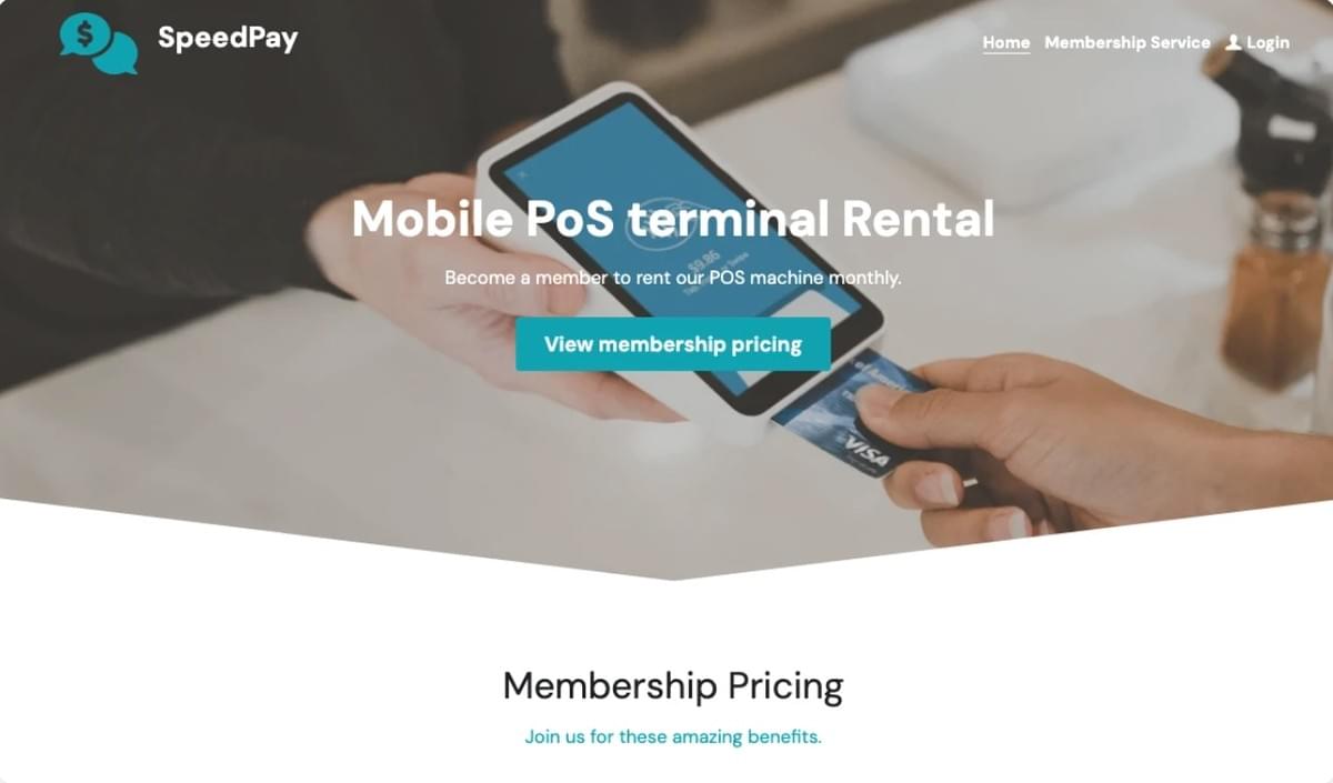 Modelo SpeedPay da Strikingly