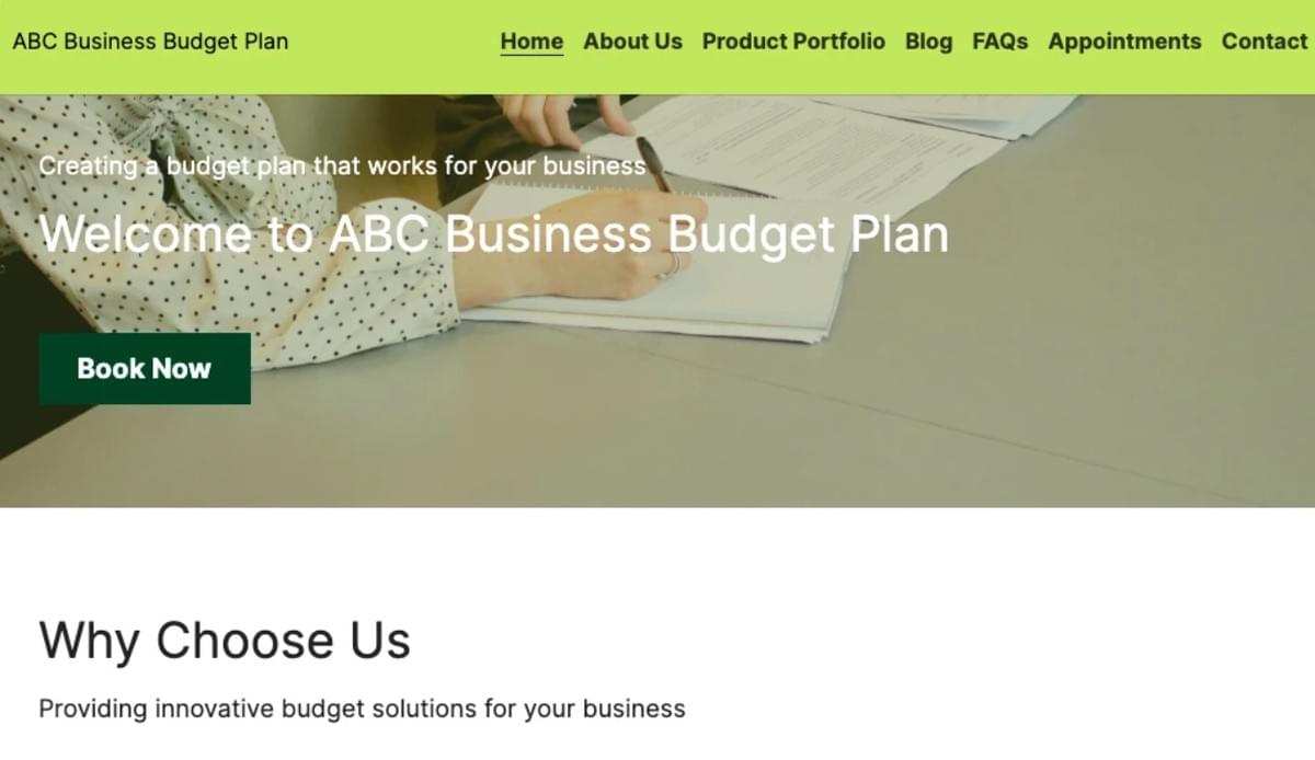 Website voor het opstellen van een bedrijfsbudget