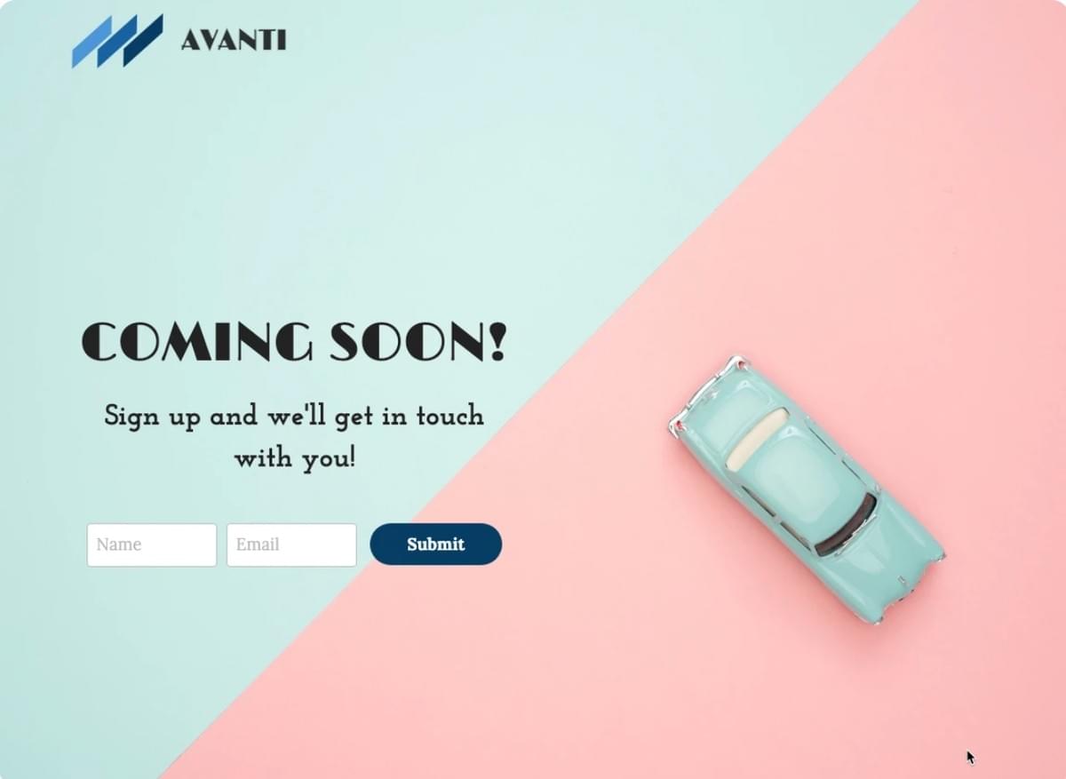 Avanti Binnenkort Beschikbaar Sjabloon van Strikingly