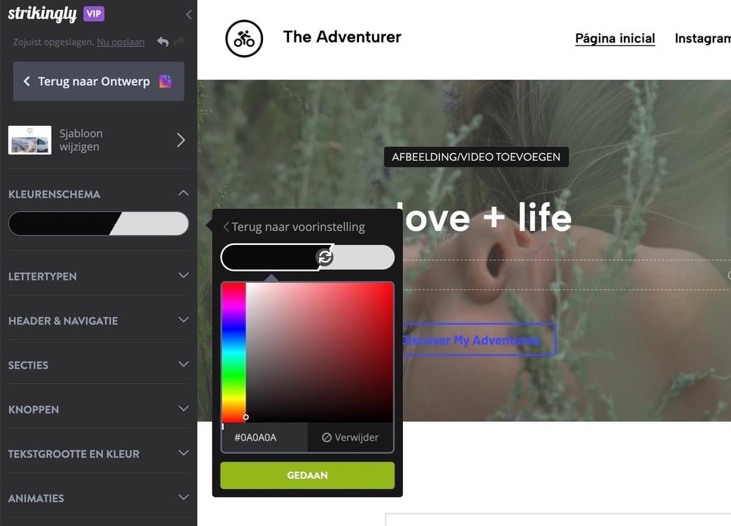 Strikingly Thema Kleuren