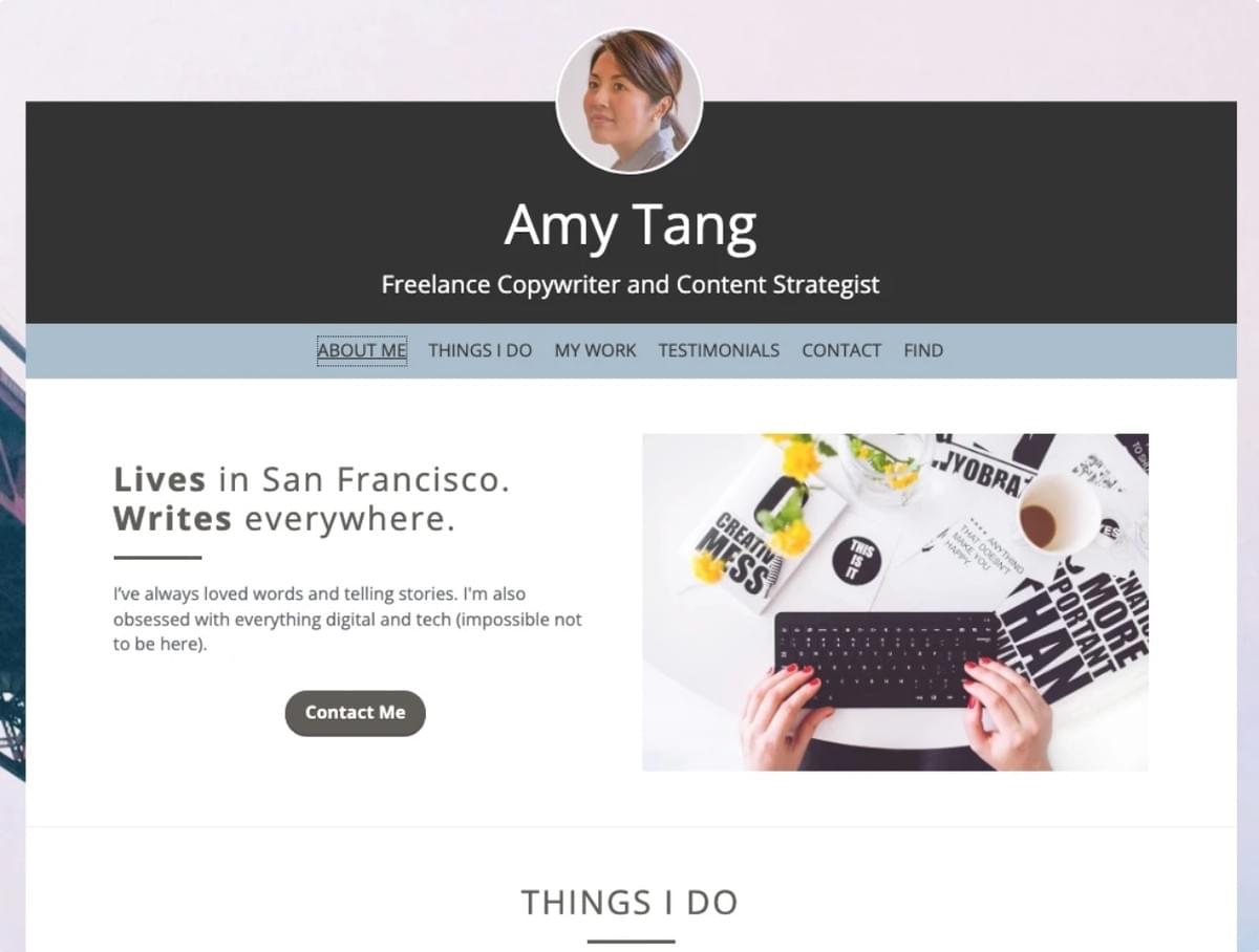 Websitebiografie van profielsjabloon