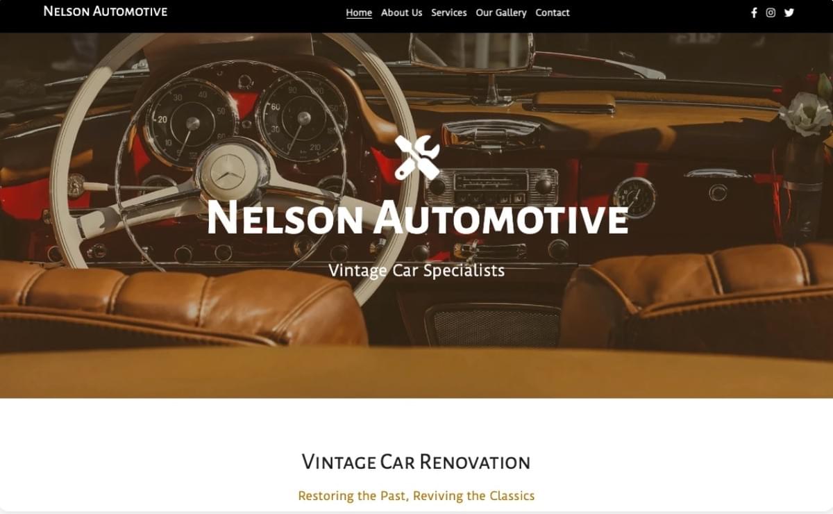 Vintage Auto Renovatie Sjabloon van Strikingly