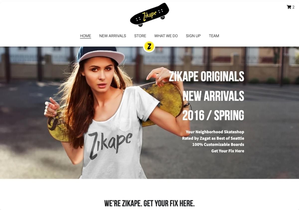 ZIkape Online Winkel Sjabloon van Strikingly