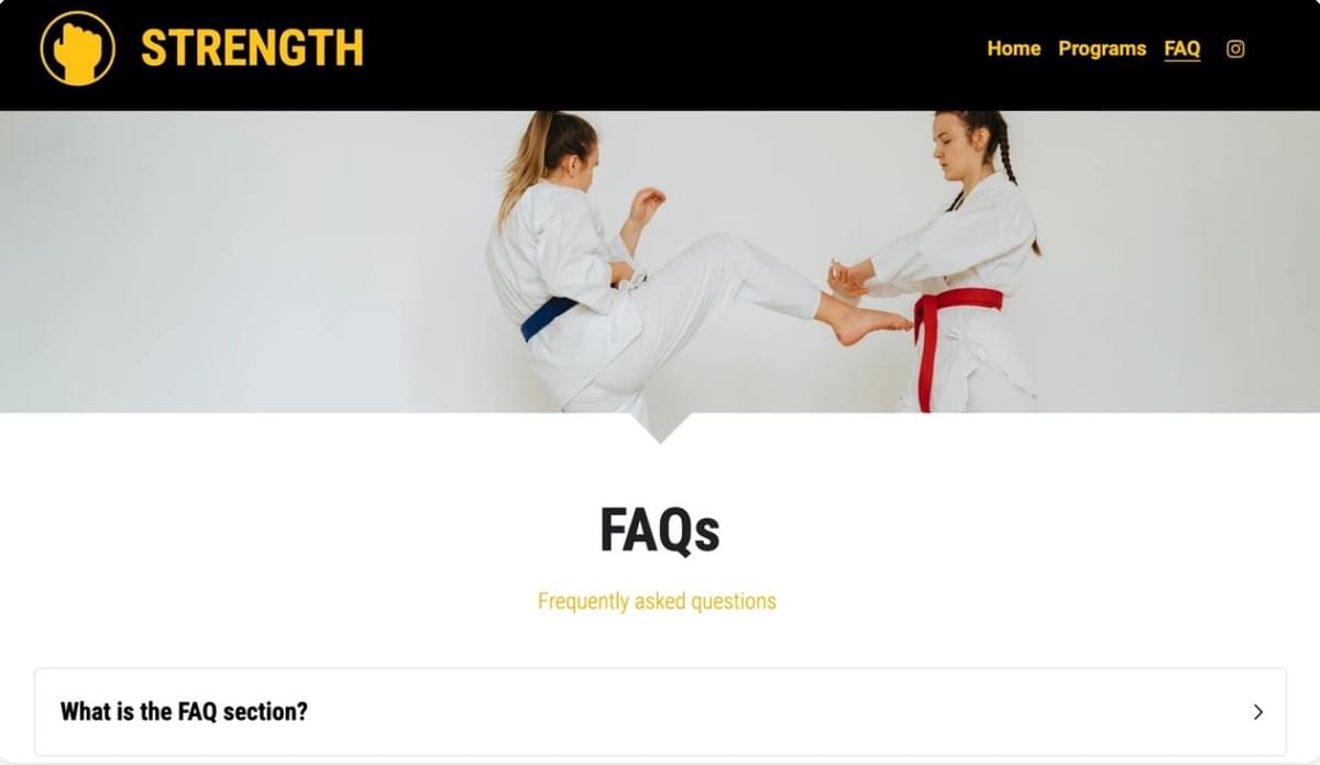 Modelo de Escola de Karate do Strikingly