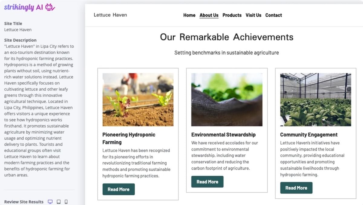 Opvallende AI gegenereerde website