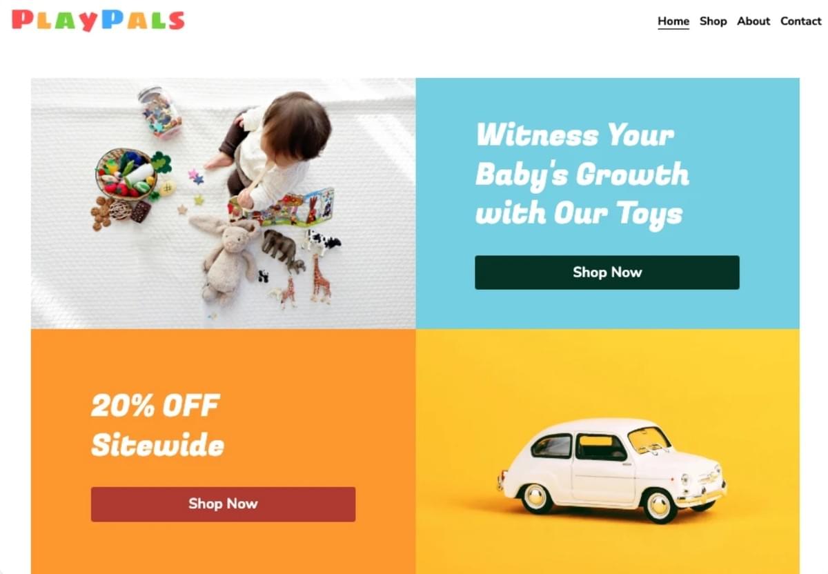 Template PlayPals da Strikingly