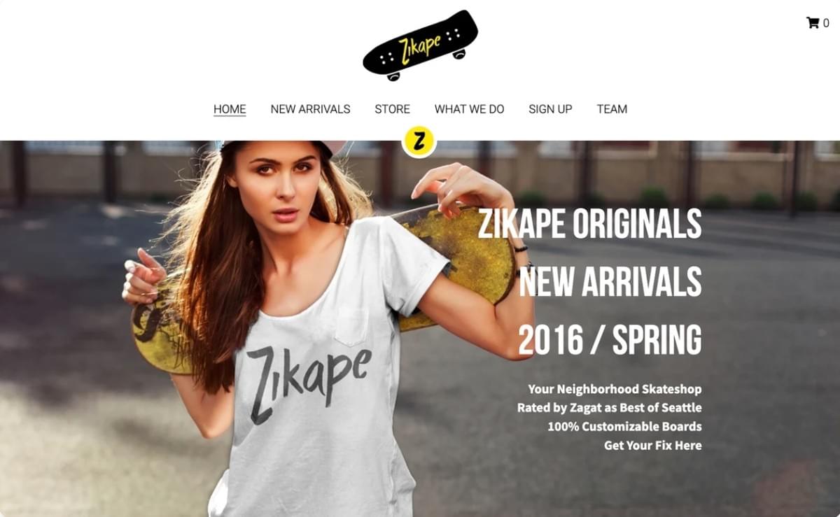 Modelo Zikape da Strikingly