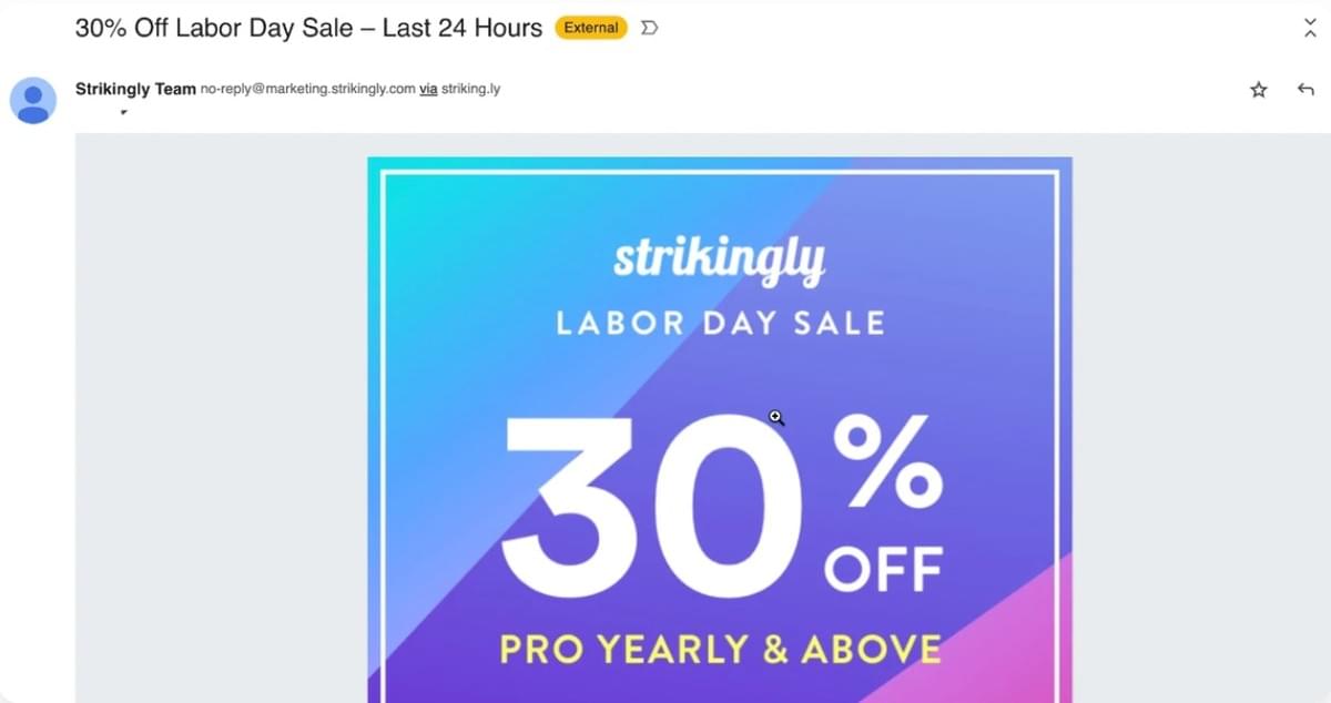 Strikingly verkoop e-mail