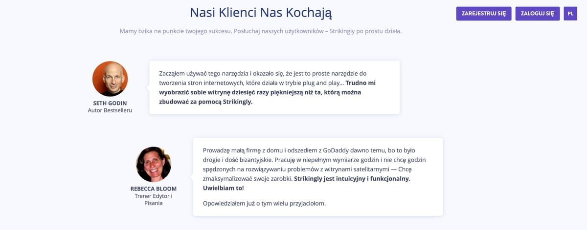 Referencje Strikingly