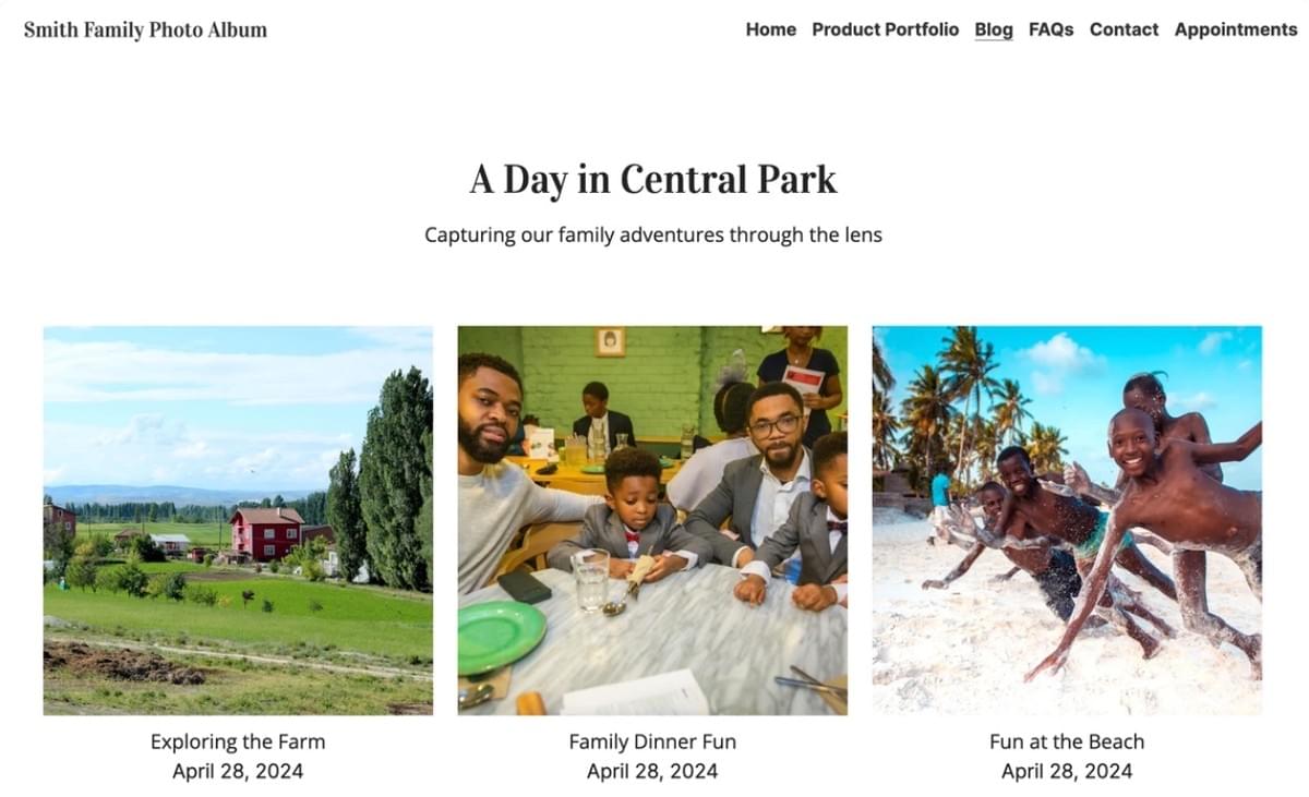 Website voor familiefotografie