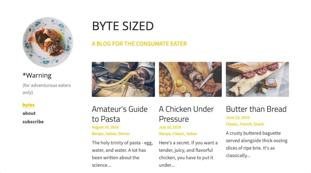 Tamanho Byte Blog Modelo da Strikingly