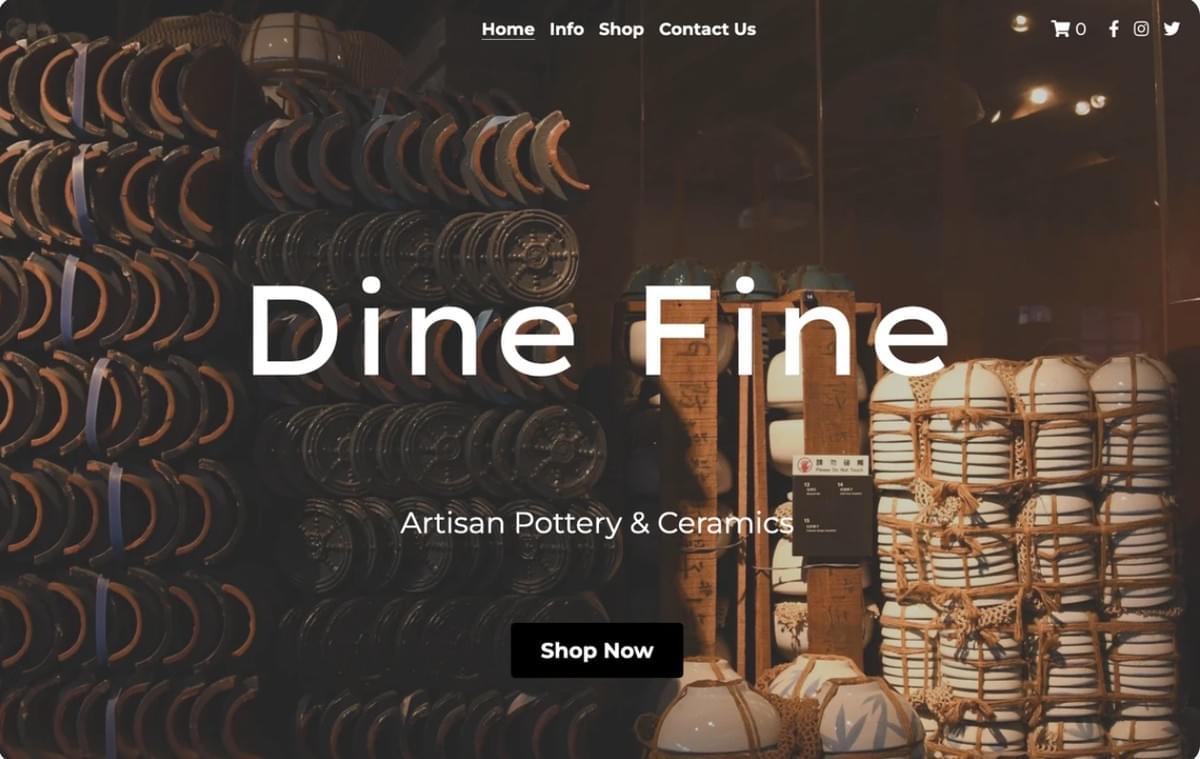 Template Dine Fine da Strikingly
