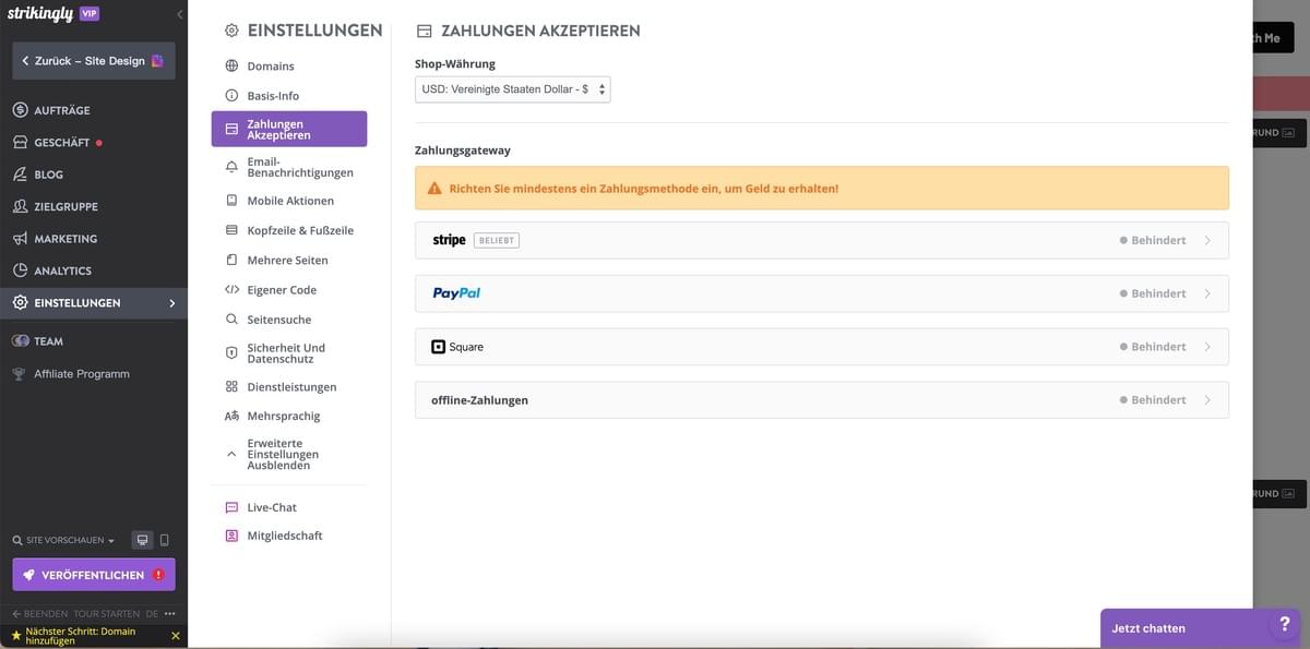 Geotargeting mit Strikingly – Währungsoptionen