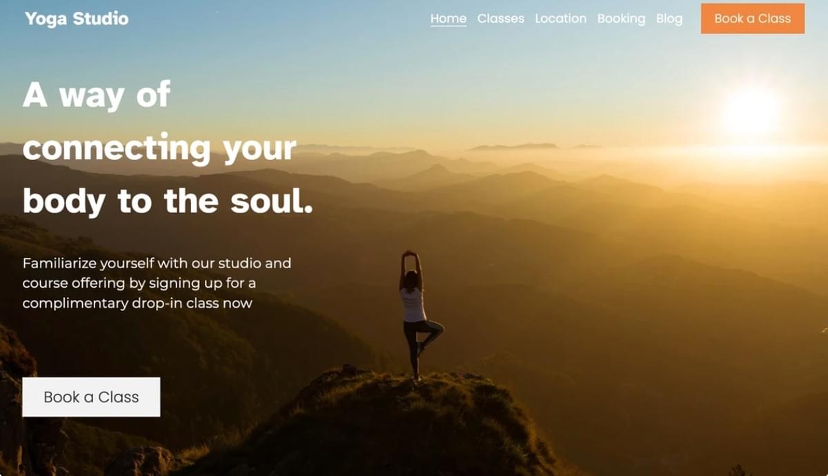 Yoga Geschäftswebsite Vorlage von Strikingly