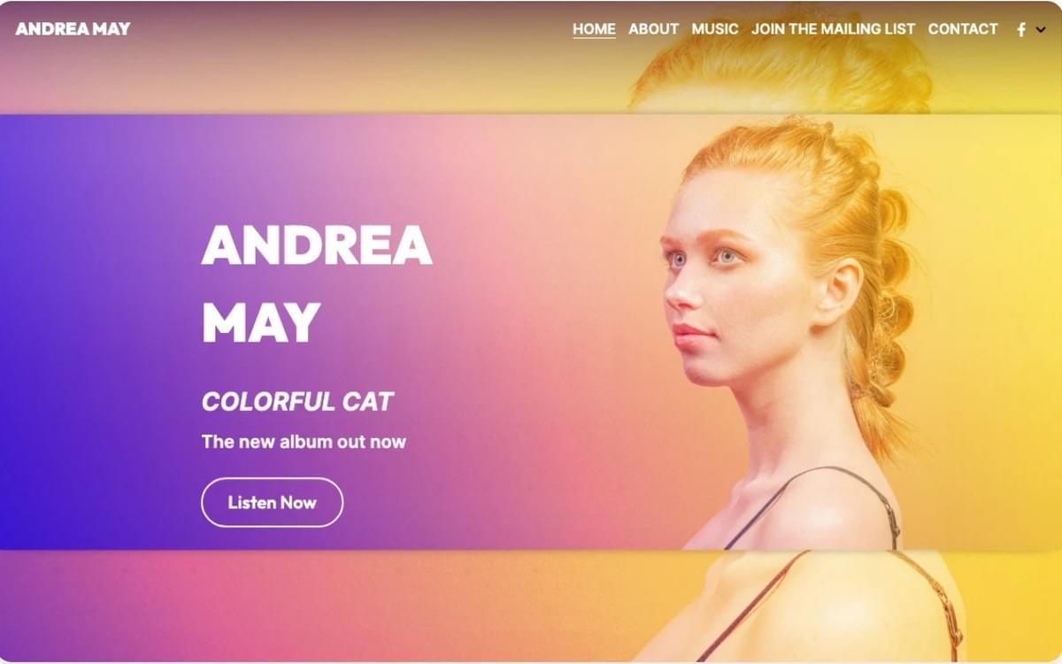 Andrea May Template von Strikingly