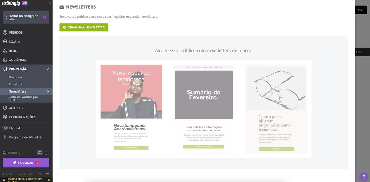 Strikingly Newsletter Recurso