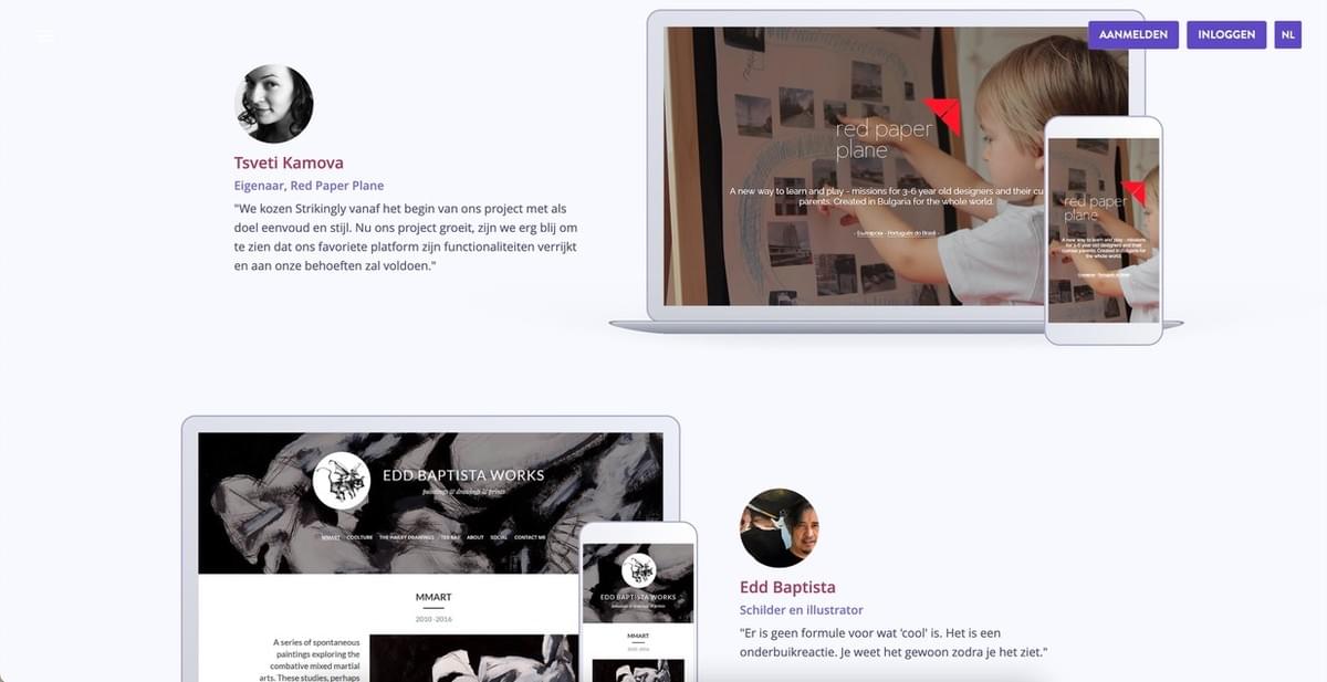 Strikingly Responsief Ontwerp Website