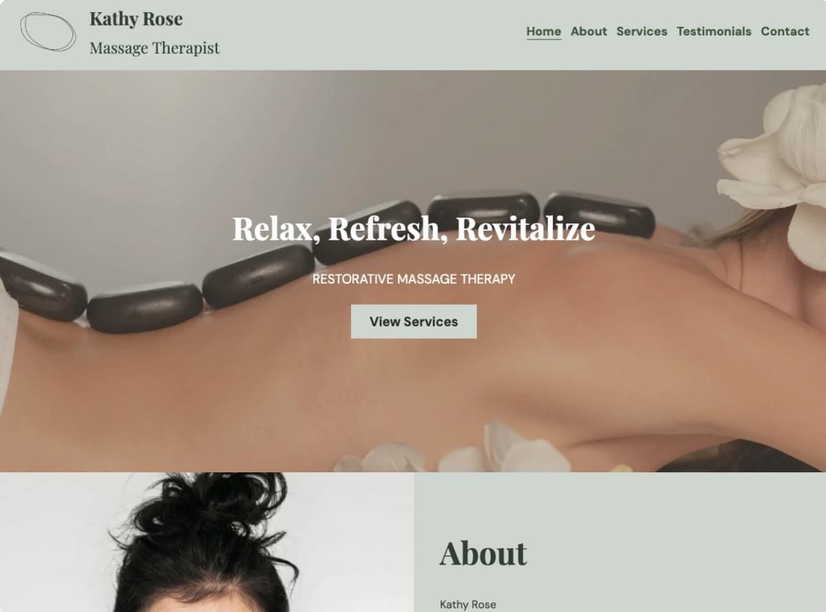 Sjabloon voor massagetherapeut van Strikingly