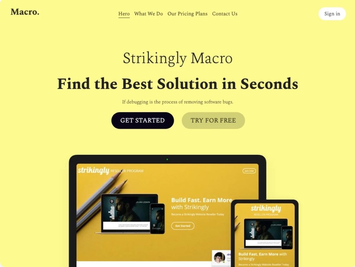 Macro Minimalistisch Website Ontwerp Sjabloon