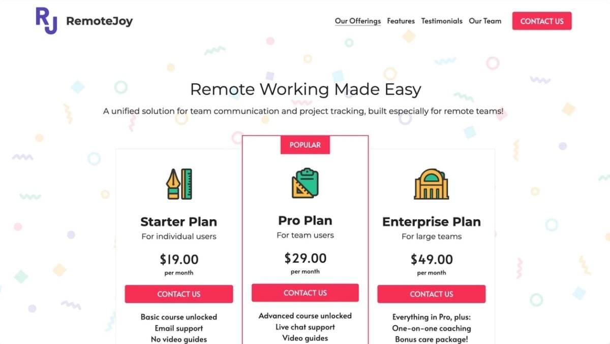 Remote Joy Template - Gratis websitehosting met Strikingly