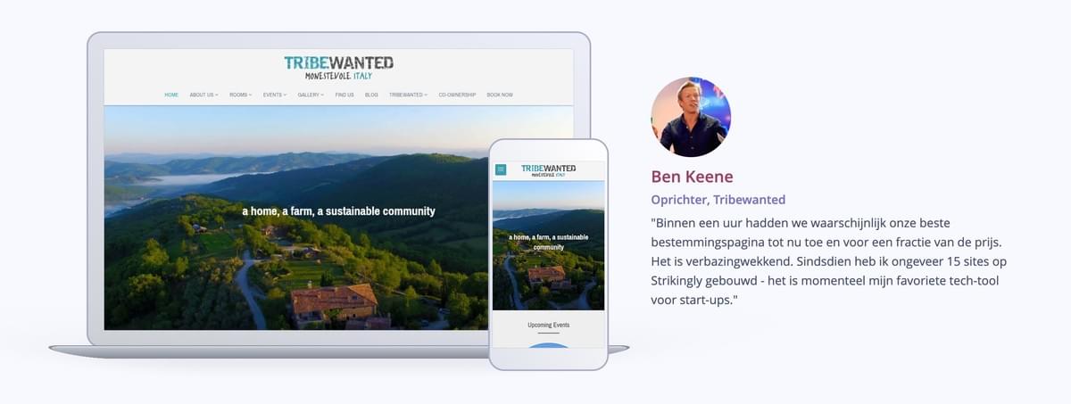 Mobiele websites gemaakt met Strikingly