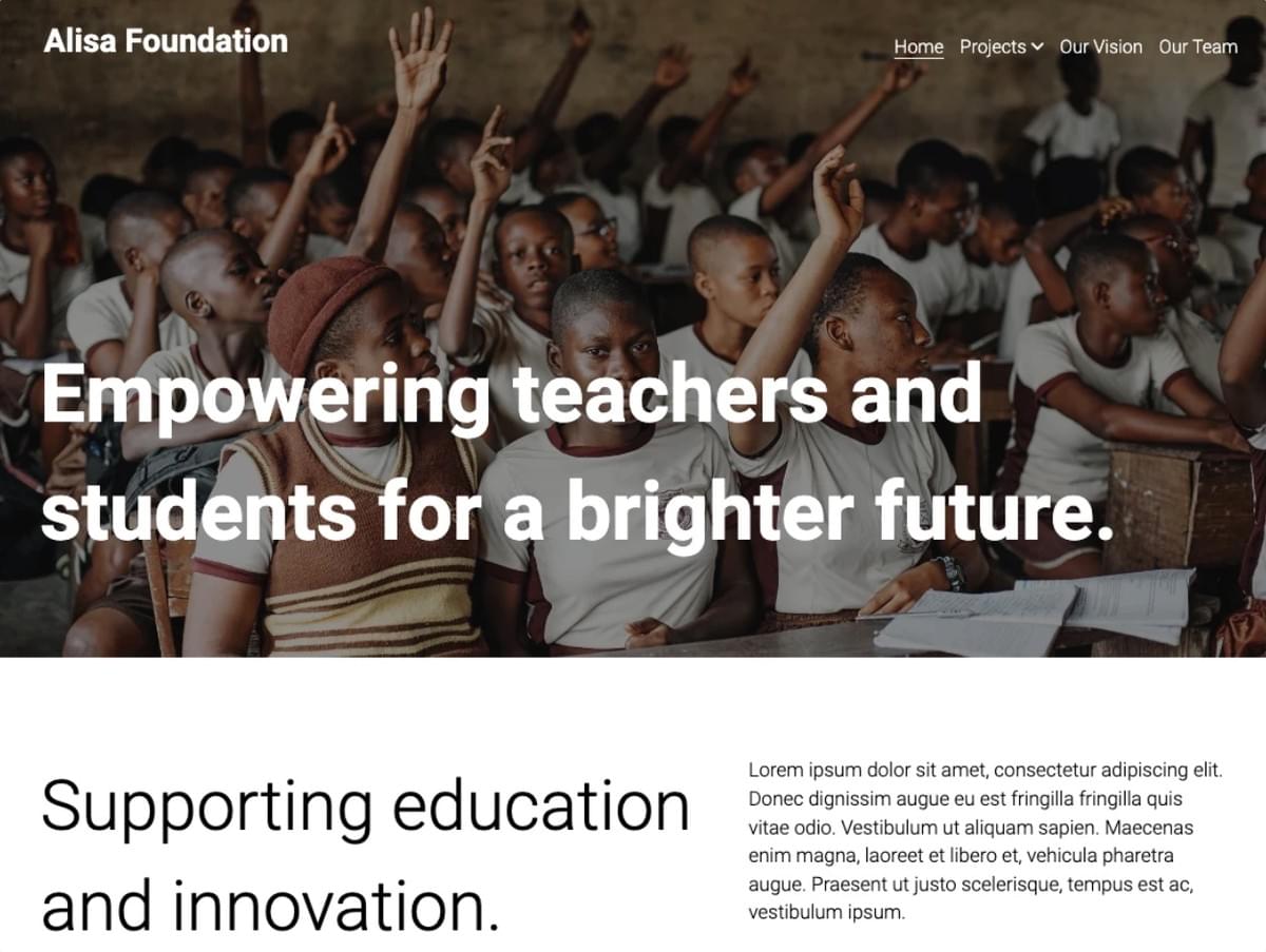 Alisa Foundation Non-profitorganisatie Website Ontwerp Sjabloon