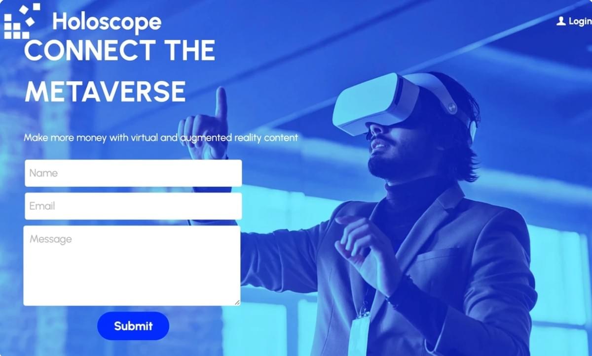 Modelo Holoscope da Strikingly