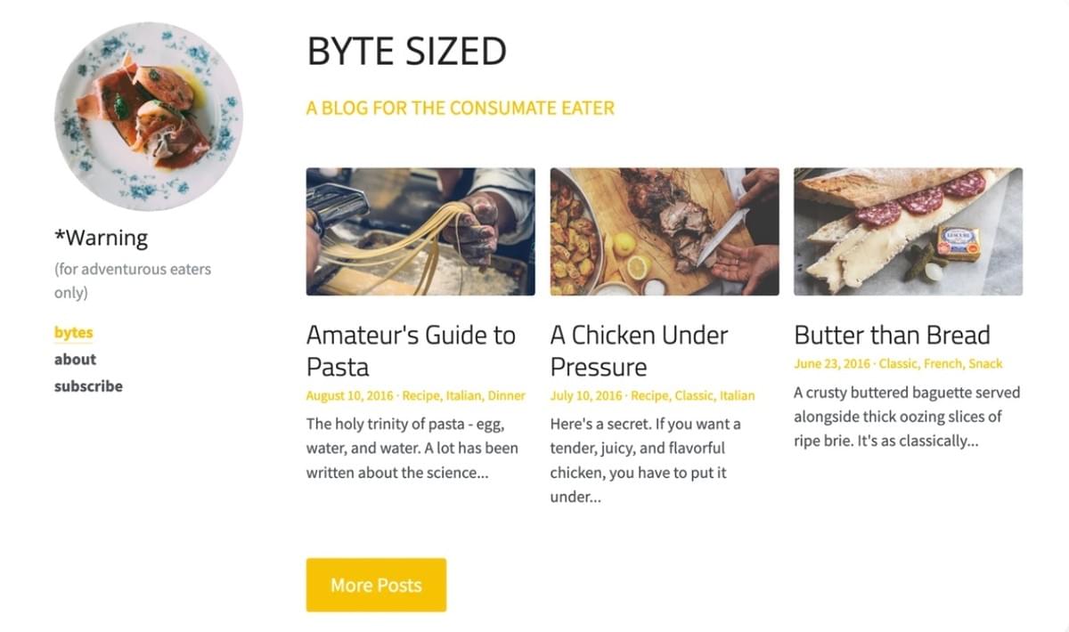 Byte Sized Template van Strikingly