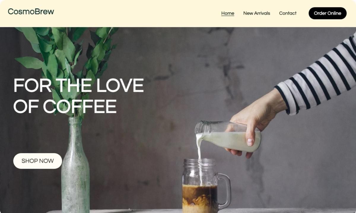 Modelo CosmoBrew da Strikingly