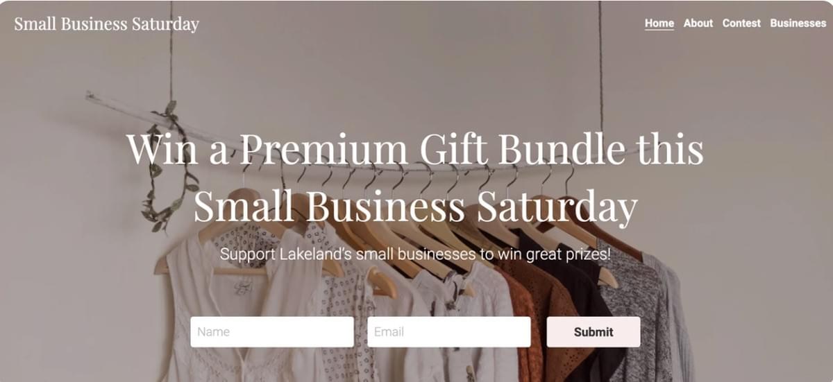 Small Biz Contest Template van Strikingly