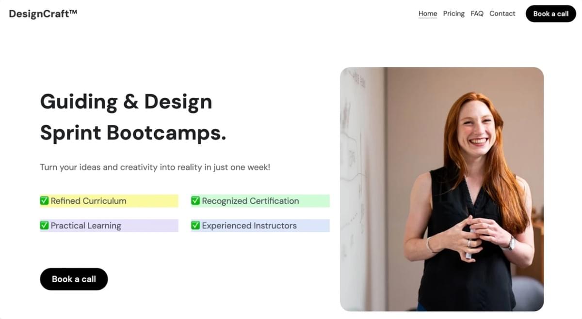 DesignCraft-sjabloon van Strikingly