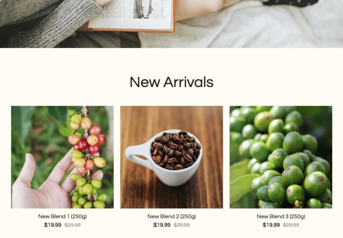 Modelo CoffeBrew da Strikingly