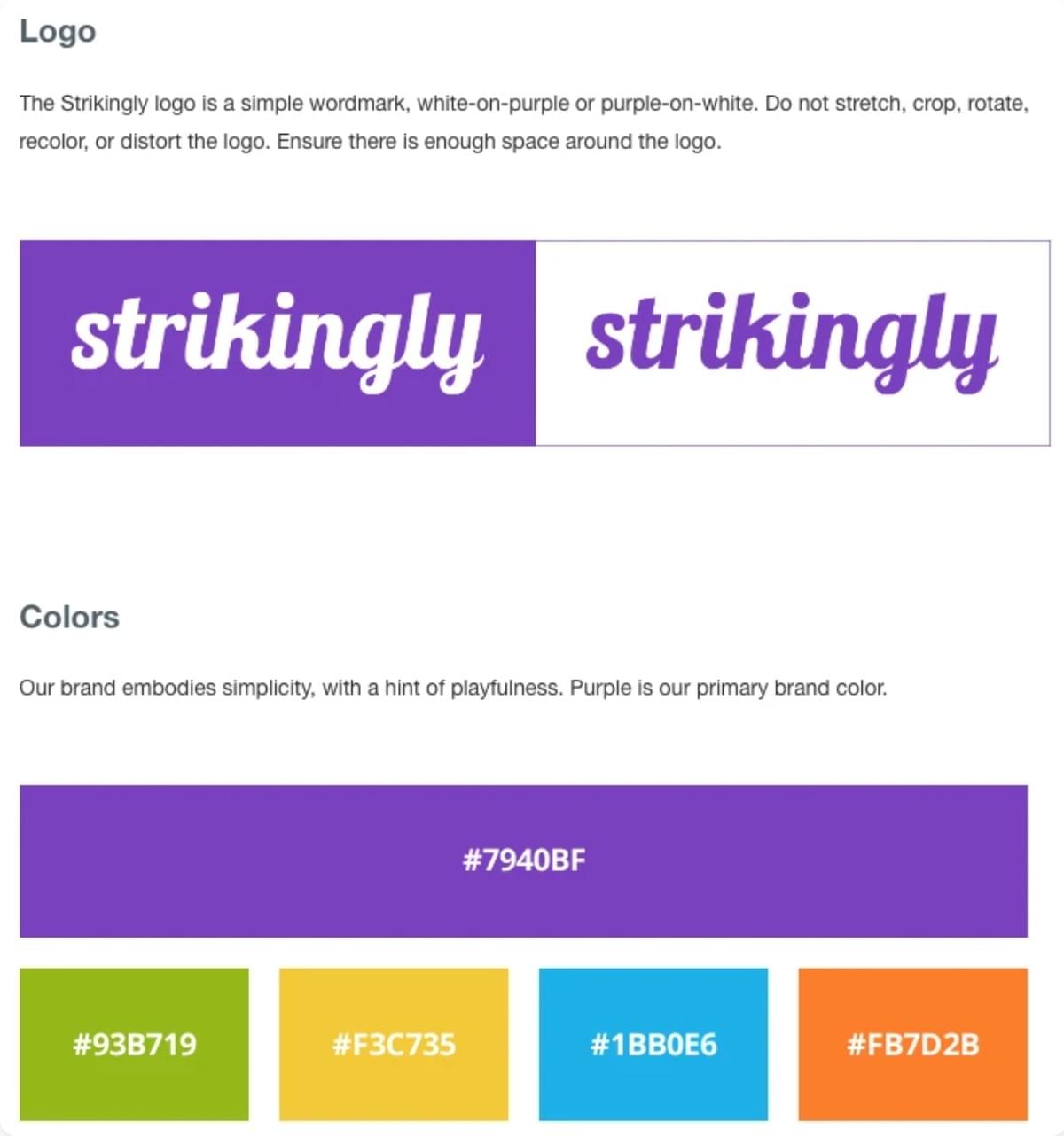Strikingly Branding Richtlijnen