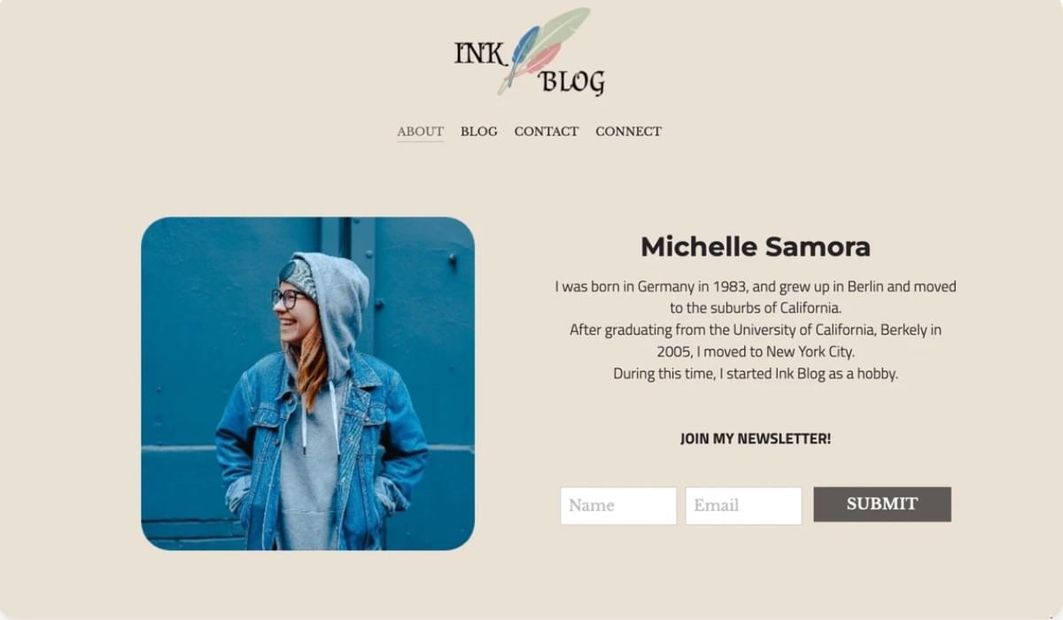 Modelo de Blog Ink da Strikingly