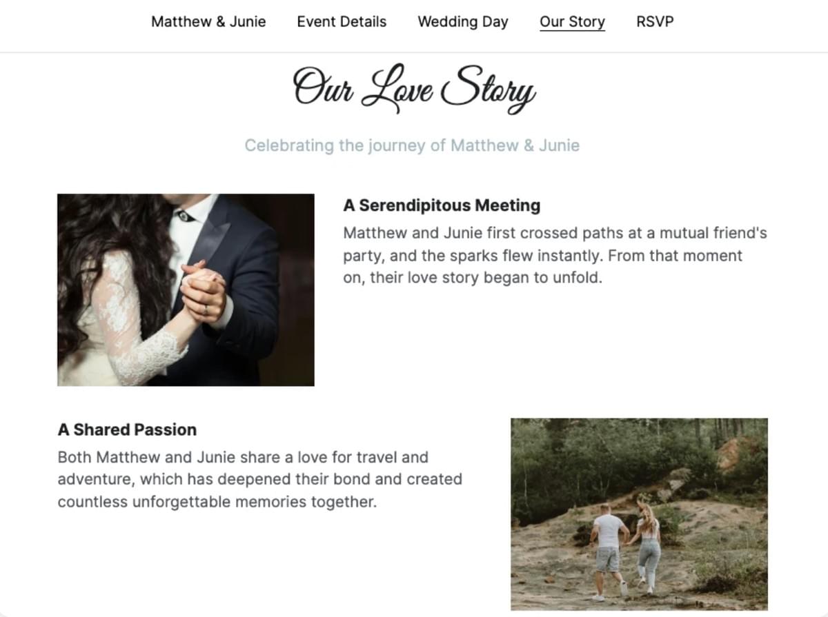 Matthew & Junie Bruiloft Sjabloon van Strikingly