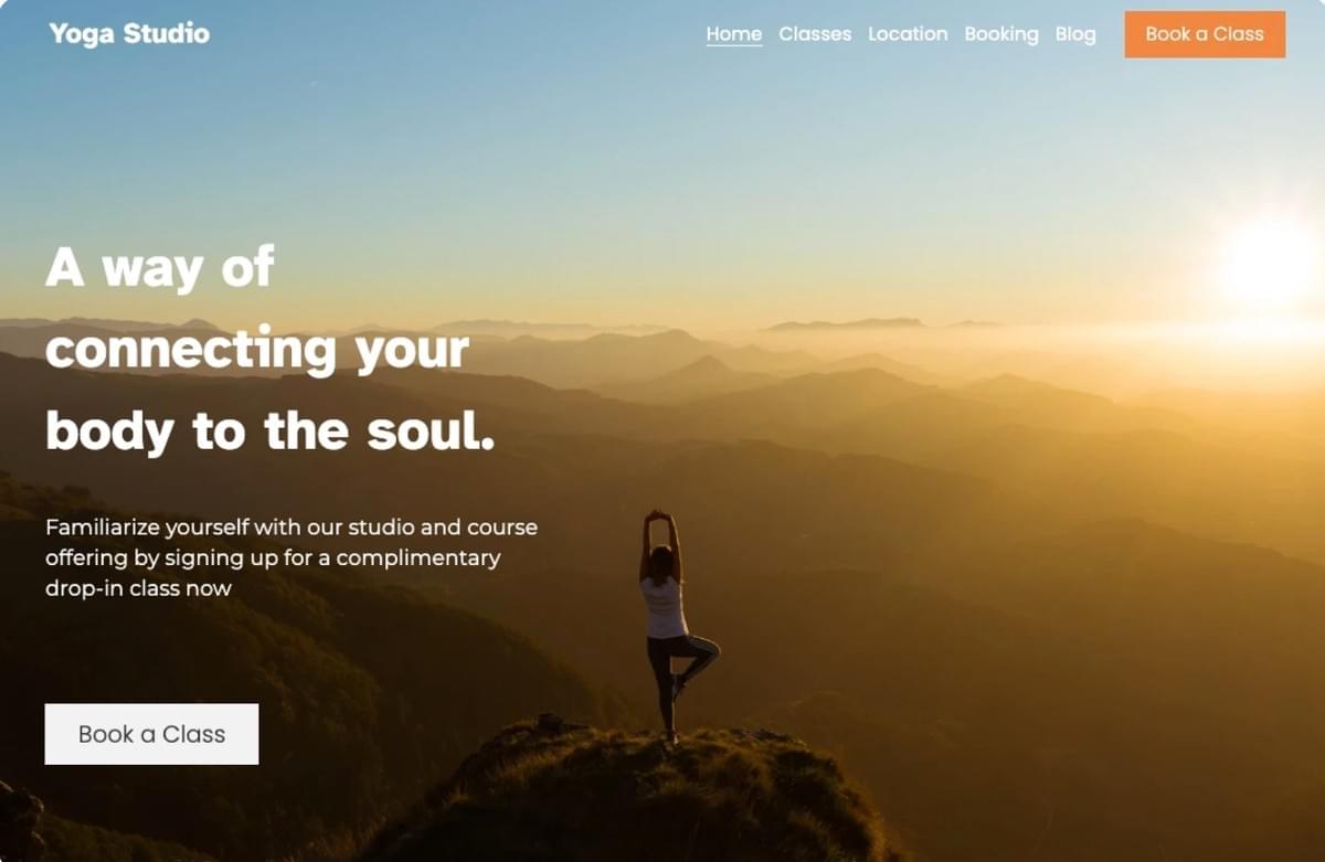 Yoga Bedrijfswebsite sjabloon van Strikingly