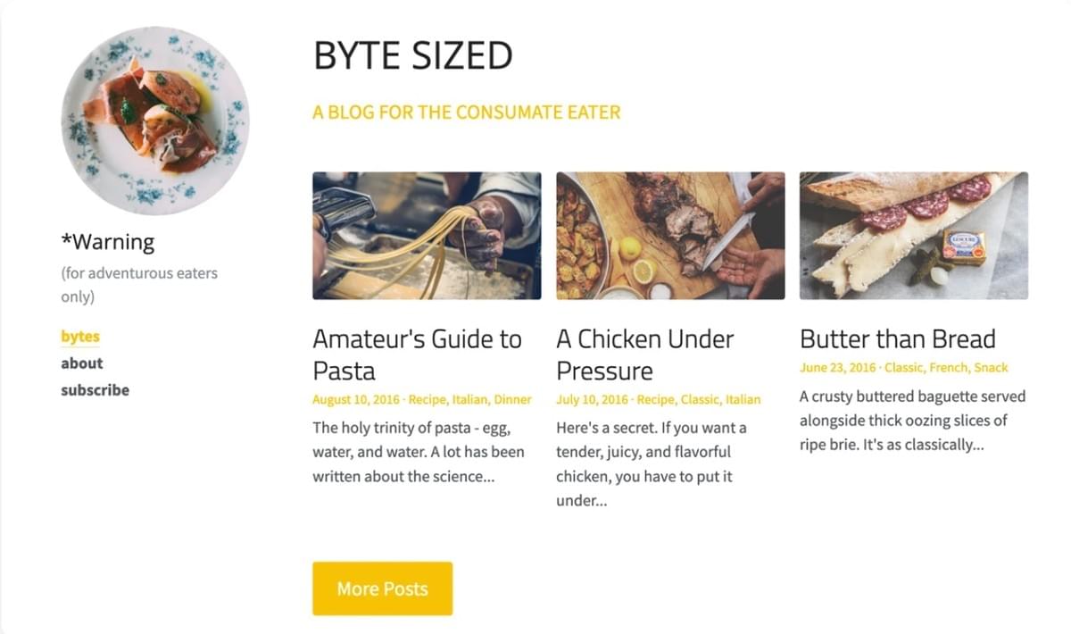 Modelo Byte Sized da Strikingly